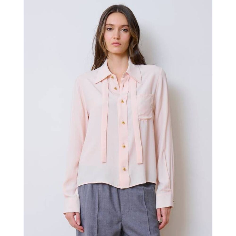WE-AR4 Academy Silk Crepe Blouse in Pale Blush S Limited Edition